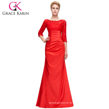Grace Karin elegante lange Ärmel Spitze Abendkleider rot CL4524-2
